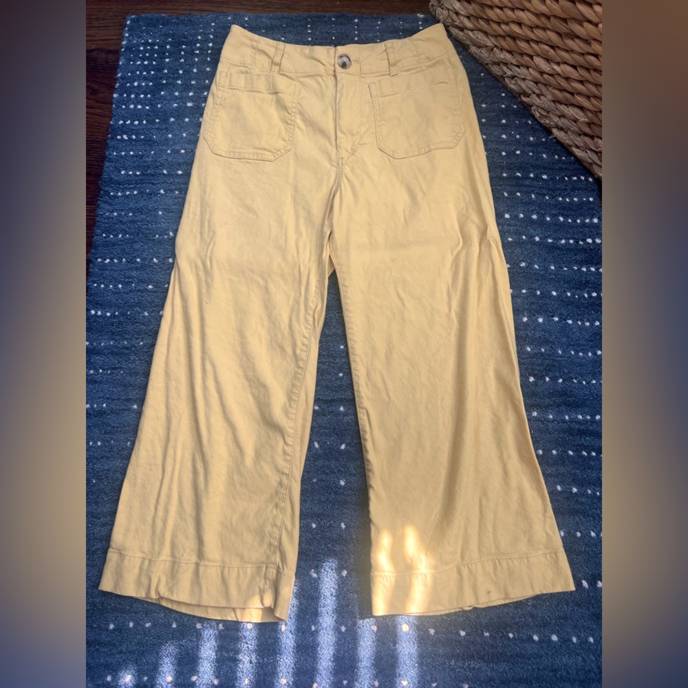 Anthro fave! Maeve Linen Collette Crop- Yellow 27 Petite